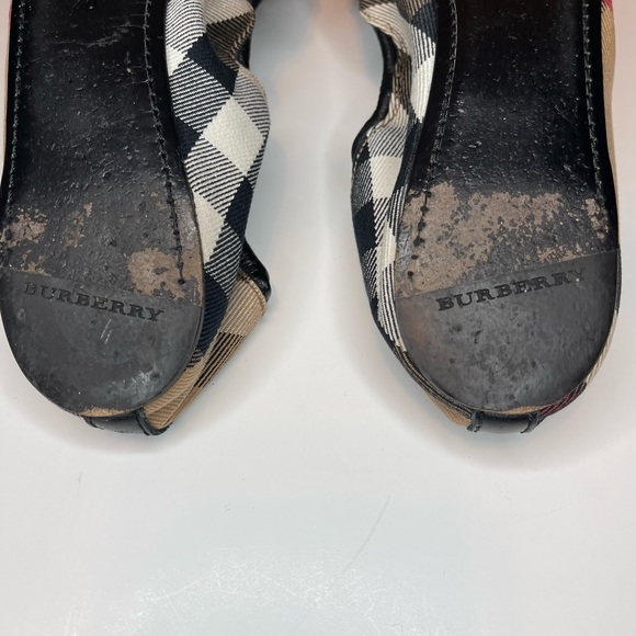 BURBERRY Canvas Leather Buckle Bridle Housecheck Falconry Ballerina Flats- EU 40 - Picture 7 of 9